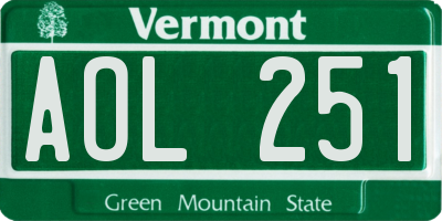 VT license plate AOL251