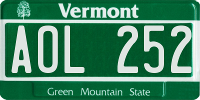 VT license plate AOL252