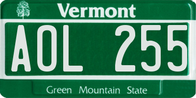 VT license plate AOL255