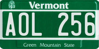VT license plate AOL256