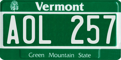 VT license plate AOL257