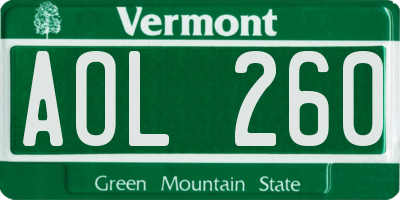 VT license plate AOL260