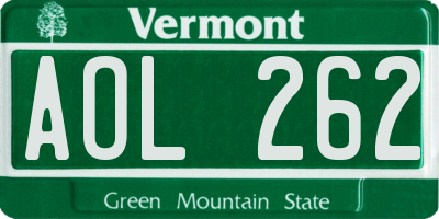 VT license plate AOL262
