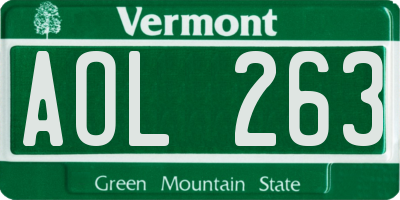VT license plate AOL263