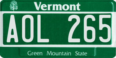 VT license plate AOL265