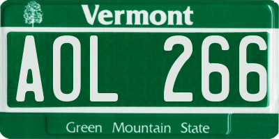 VT license plate AOL266
