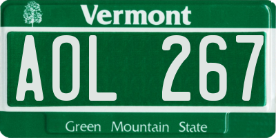 VT license plate AOL267