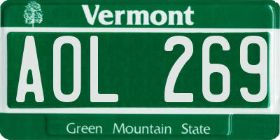 VT license plate AOL269