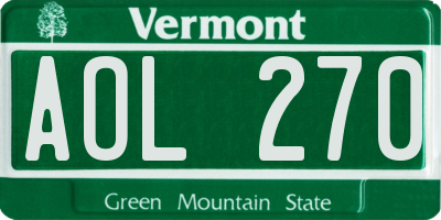 VT license plate AOL270