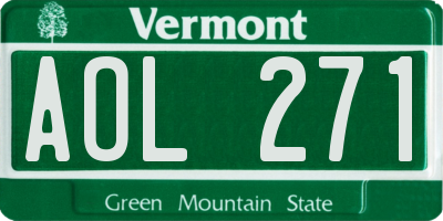 VT license plate AOL271