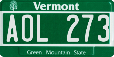 VT license plate AOL273