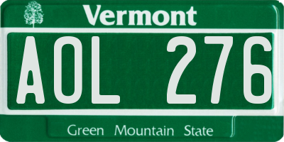 VT license plate AOL276