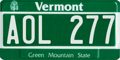 VT license plate AOL277