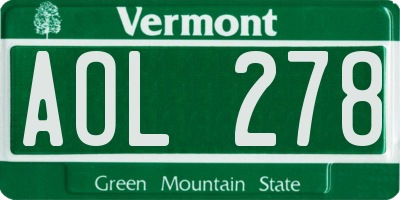 VT license plate AOL278