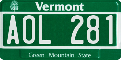 VT license plate AOL281