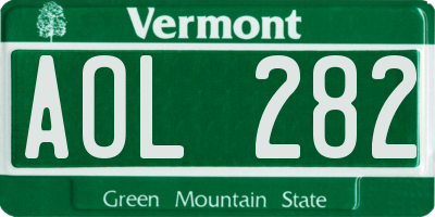 VT license plate AOL282
