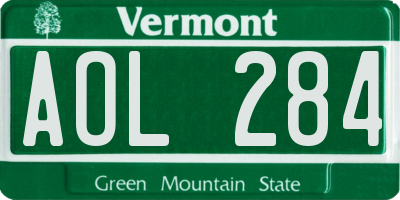 VT license plate AOL284