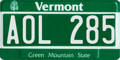 VT license plate AOL285