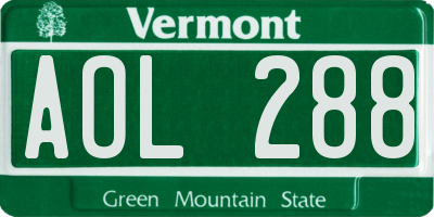 VT license plate AOL288