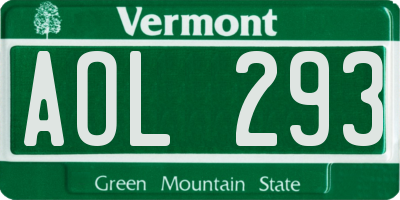 VT license plate AOL293