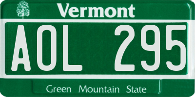 VT license plate AOL295