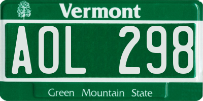 VT license plate AOL298