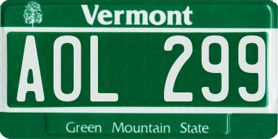 VT license plate AOL299