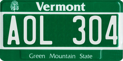 VT license plate AOL304