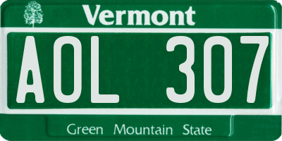 VT license plate AOL307