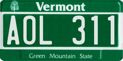 VT license plate AOL311