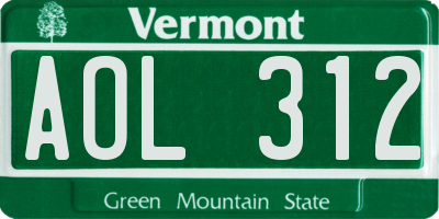 VT license plate AOL312