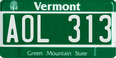 VT license plate AOL313