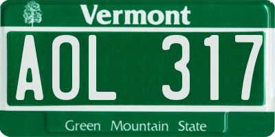 VT license plate AOL317