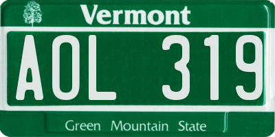 VT license plate AOL319