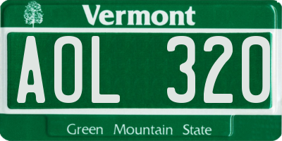 VT license plate AOL320