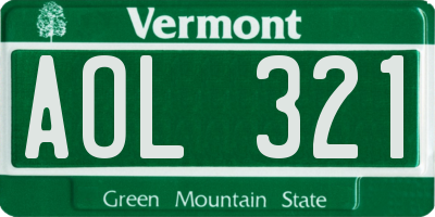 VT license plate AOL321