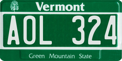 VT license plate AOL324