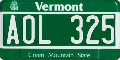 VT license plate AOL325