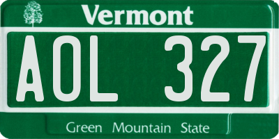 VT license plate AOL327