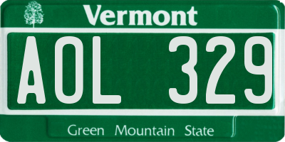 VT license plate AOL329