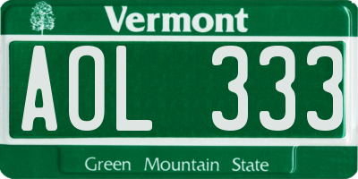 VT license plate AOL333