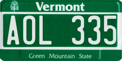 VT license plate AOL335