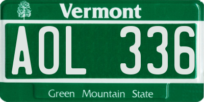VT license plate AOL336