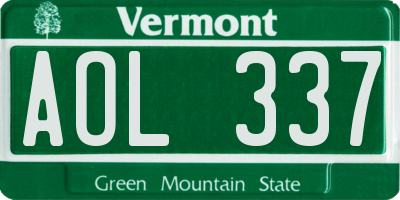VT license plate AOL337