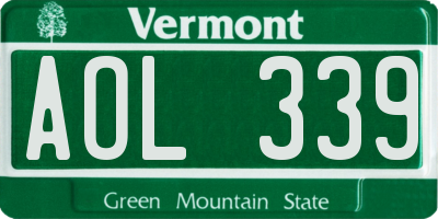VT license plate AOL339