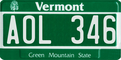 VT license plate AOL346