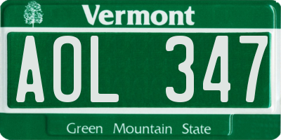 VT license plate AOL347