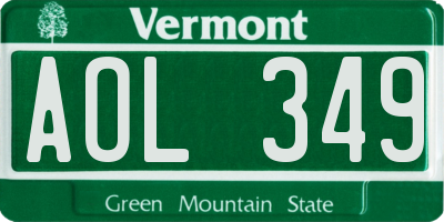 VT license plate AOL349