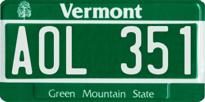 VT license plate AOL351