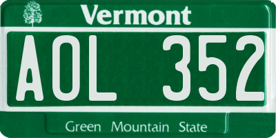VT license plate AOL352